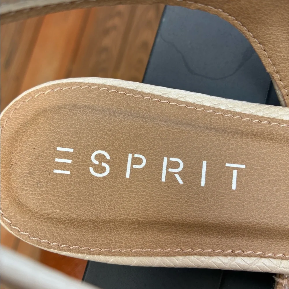 Esprit Petria Pointed-Toe Slingback Flats Slip On Ivory Lizard Cream Sz 8.5 New